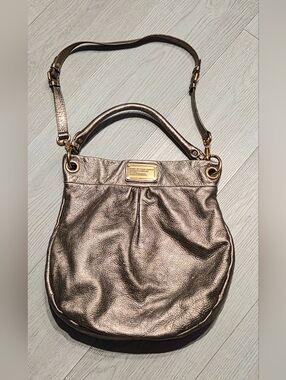 Marc by Marc Jacobs Metallic Bronze Leather Shoulder Bag with Gold Hardware